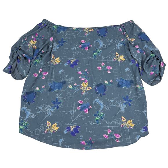BABATON Aritzia Malik Off Shoulder Floral Blouse Sz Medium - Picture 4 of 8